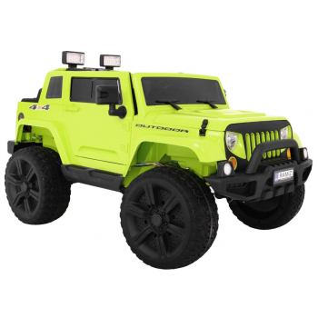 Auto na akumulator Mighty Jeep dla dzieci Zielony + 2-osobowy + Napęd 4x4 + 2 bagażniki